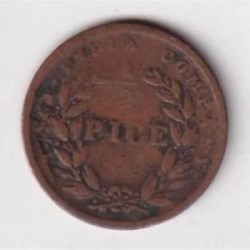 Alternative view of British India ½ Pice 1853 (Victoria) Rare Coin