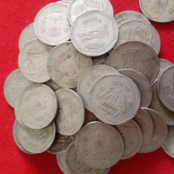 Alternative view of One Rs Copper Nickel Scare Coins 1988,89,90,91 Year Hyderabad Mint 112 Pcs Given Republic Of India