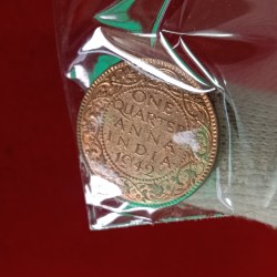 George VI One Quater Anna 1942 Year Calcutta Mint Unc Condition British of India