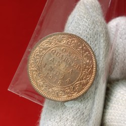 Alternative view of George V One Quater Anna 1918 Year Calcutta Mint UNC Condition British of India