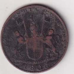 India, British › Madras Presidency 10 Cash 1808 Rare Coin