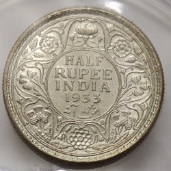 Alternative view of British India George V Half Rupee 1933 Silver Coin Bunc Rare