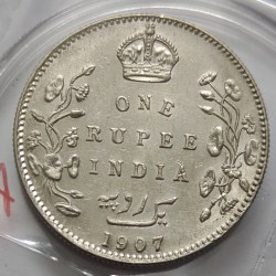 Alternative view of British India Edward 1907 Silver Coin UNC Mumbai Mint