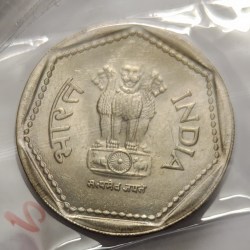 Alternative view of 1 Rs 1984 Hyderabad Mint Coin Bunc Rare
