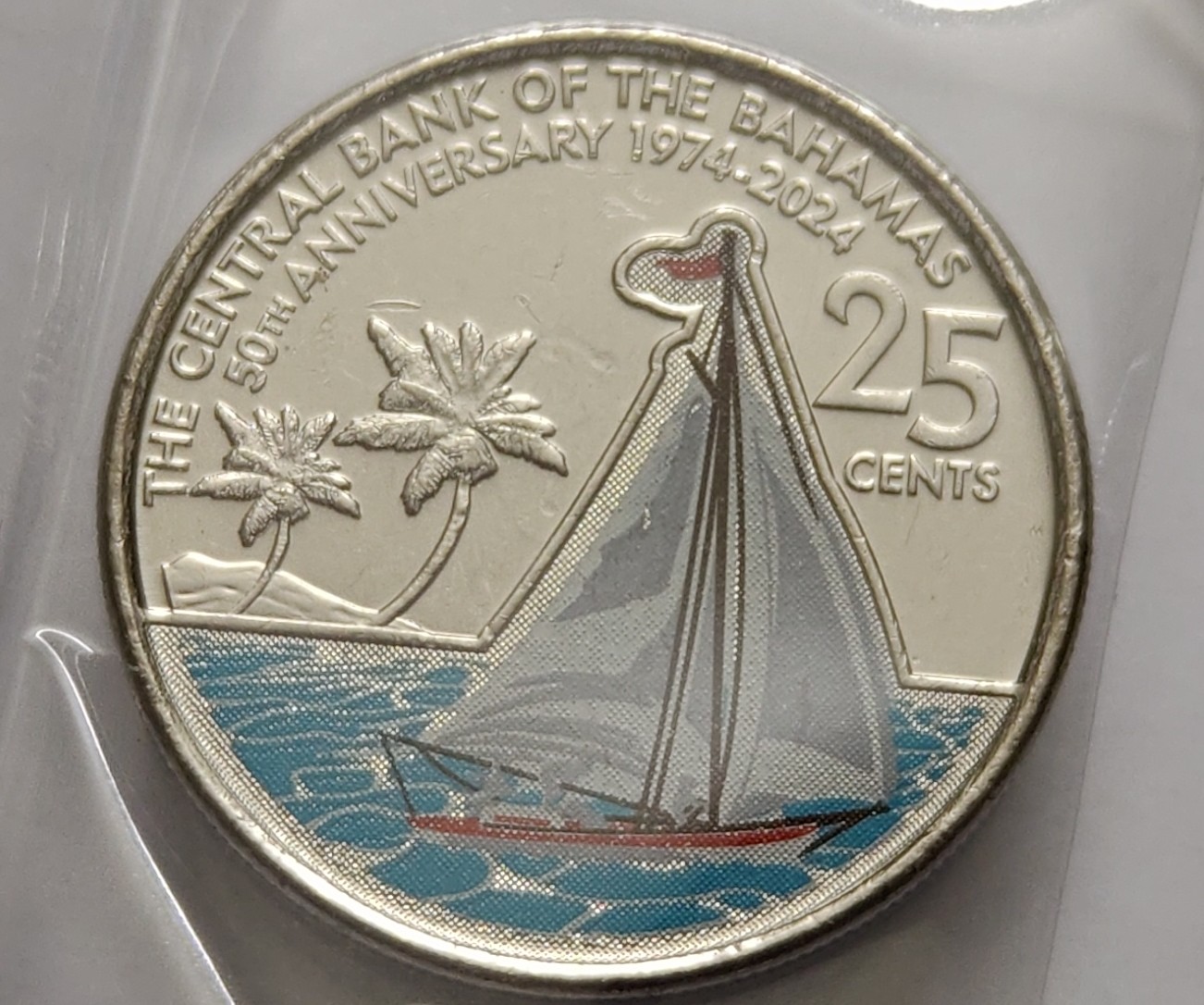 Central Bank Of Bahamas 25 Cents Royal Canadian Coin BUNC