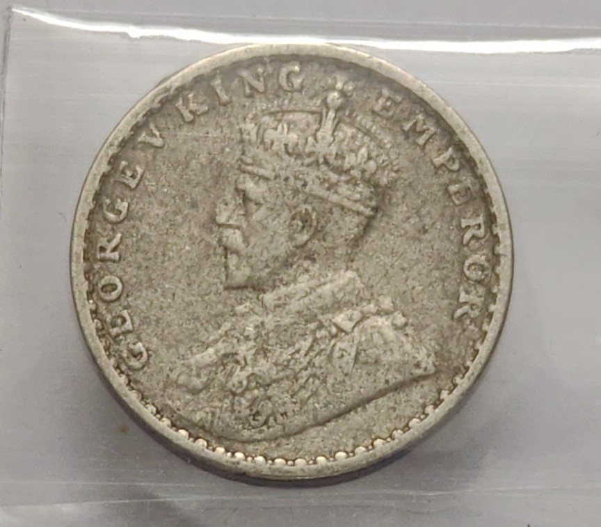 British India Two Annas 1915 Silver Coin High Grade RARE