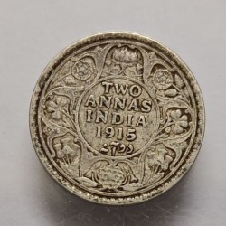Alternative view of British India Two Annas 1915 Silver Coin High Grade RARE