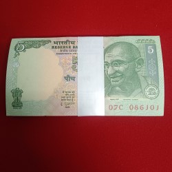 Five Rs Rare Mahatma Gandhi Issue Full Bundle Fancy Number Governor D.Subaraw Gem Unc Condition 087101