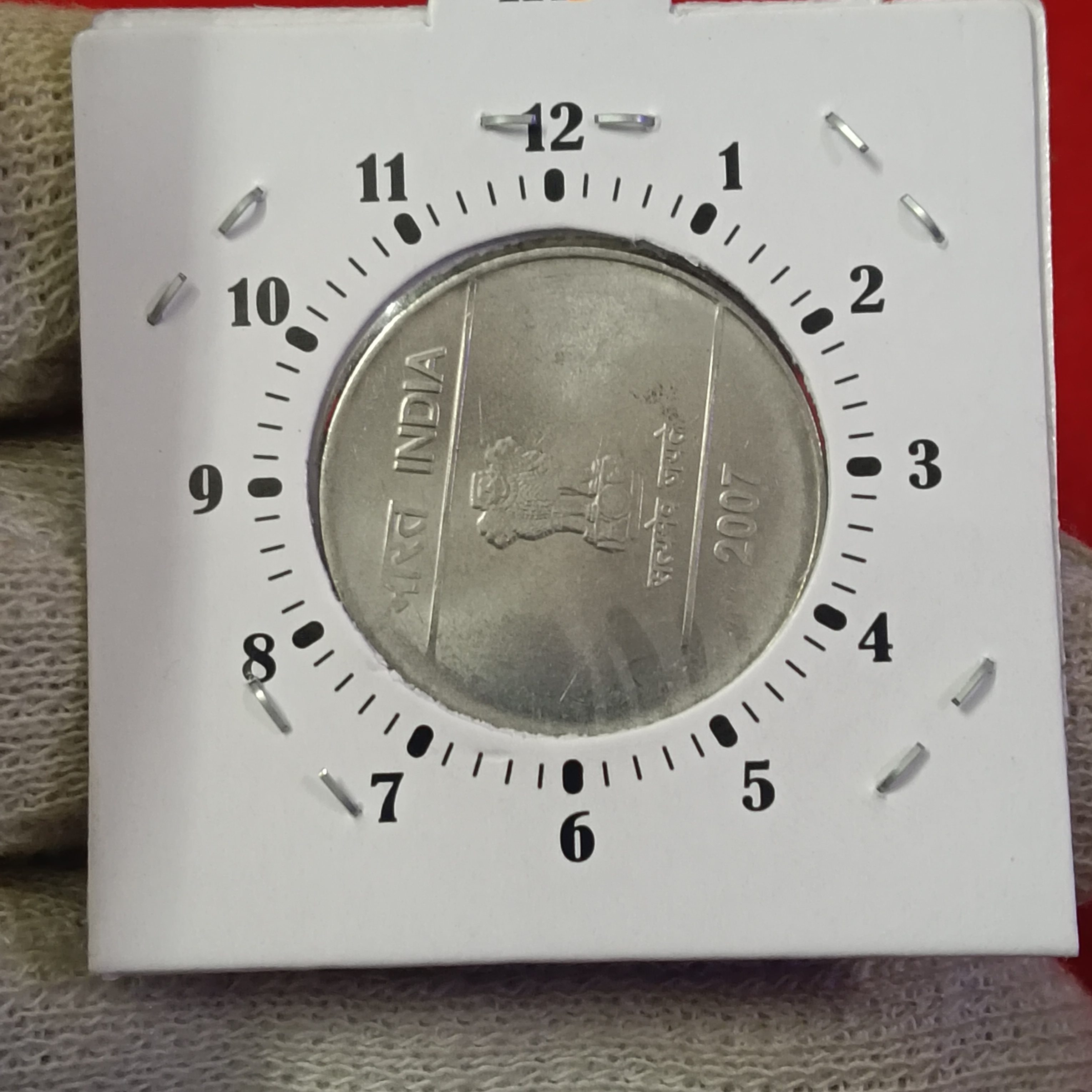 Two Rs FSS 9"o Clock Error Coin 2007 Year Calcutta Mint Unc Condition RBI Mistake Coin - Image 2