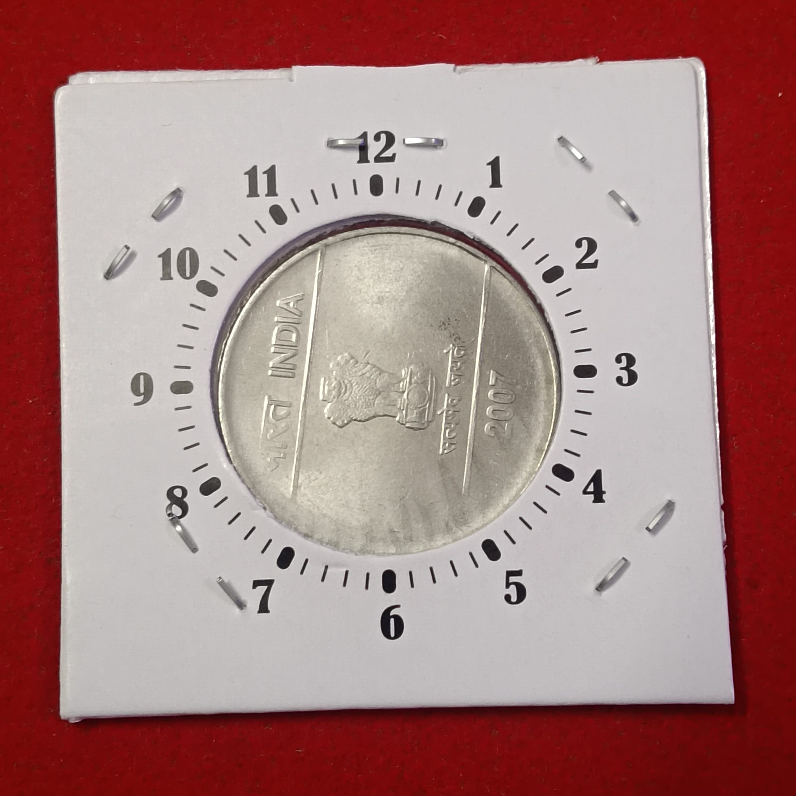 Two Rs FSS 9"o Clock Error Coin 2007 Year Calcutta Mint Unc Condition RBI Mistake Coin