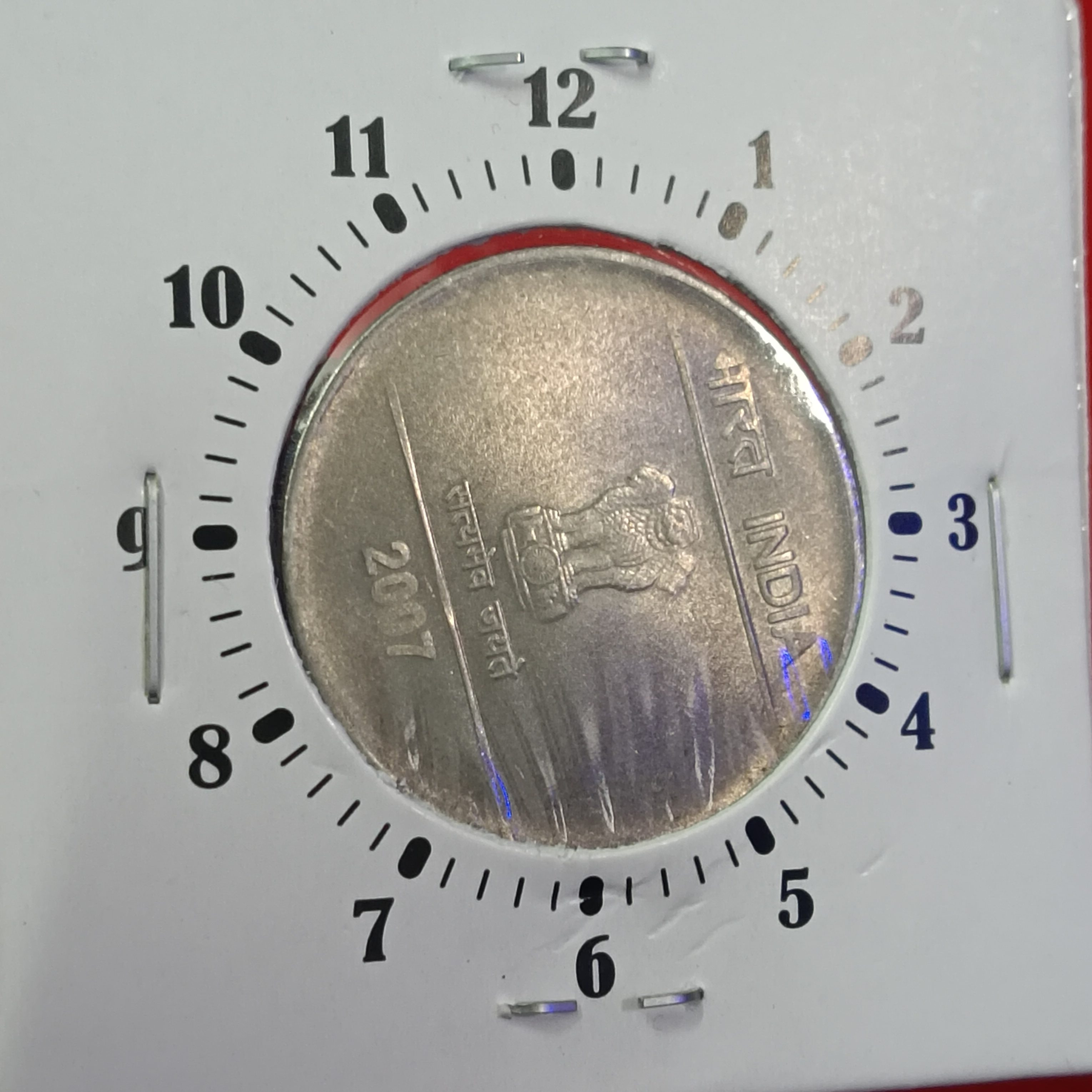 Two Rs FSS 3"o Clock Error Coin 2007 Year Calcutta Mint Unc Condition RBI Mistake Coin