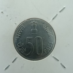 Alternative view of 50 Paise FSS Ex Rare Coin India 1993 Year Bombay Mint Good Condition Coin 02