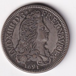 France Ecu with 8 Ls 1691 (Louis XIV) Rare Token #AA-41