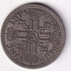 Alternative view of France Ecu with 8 Ls 1691 (Louis XIV) Rare Token #AA-41