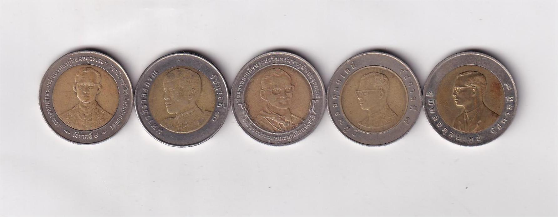 5 Different Thailand Commemorative 10 Baht Rare Coin Set (5 Pcs)#AA-48