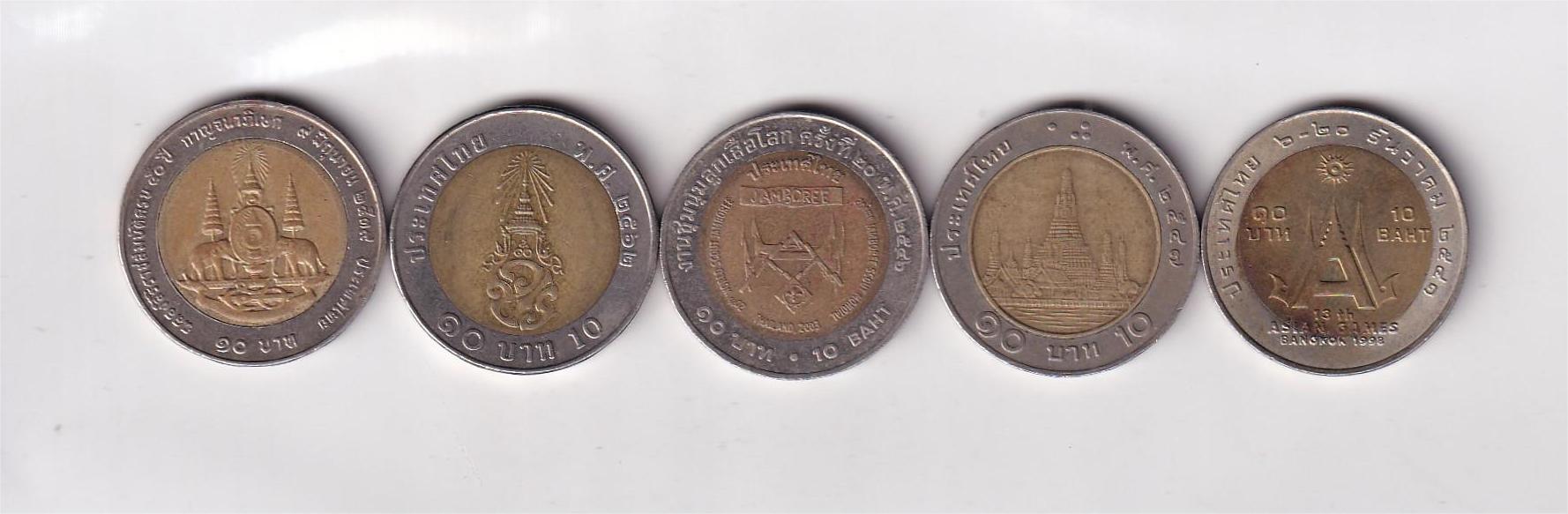 5 Different Thailand Commemorative 10 Baht Rare Coin Set (5 Pcs)#AA-48 - Image 2