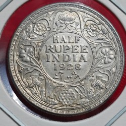 HALF RUPEE 1928 BOMBAY MINT COIN GEORGE V UNC CONDITION