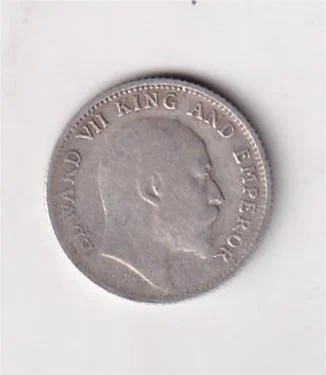 British India 1/4 Rupees 1908 (Edward VII) Rare Silver Coin - Image 2