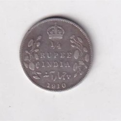 British India 1/4 Rupees 1910 (Edward VII) Rare Silver Coin