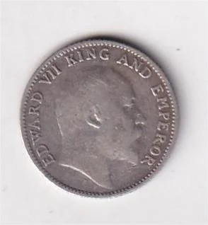 British India 1/4 Rupees 1910 (Edward VII) Rare Silver Coin