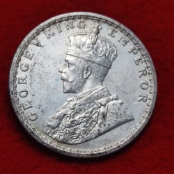 Alternative view of HALF RUPEE SILVER COIN GEORGE V 1924 CALCUTTA MINT