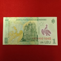 Alternative view of 1 LEU National Bank of Romania Polymer UN LEU