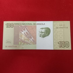 100 Kwanzas banknote from Angola specifically issued by the Banco Nacional de Angola