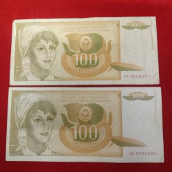 100 Dinara Banknote From Republic Bank Of Yoguslavia