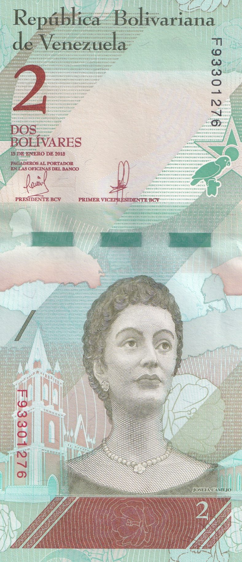 Venezuela 2 Bolívares Rare GEN UNC 1 Note
