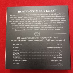 Alternative view of Dinosaurs In Asia Elizabeth 20 Cents Samoa Proof Coin 2023 Year