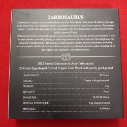 Alternative view of Rare Rare Rare Elizabeth 2022 Year Samoa "Dinosaurs in Asia" series 20 cents Proof Coin