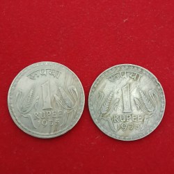 Alternative view of One Rs Dabbu Coin Lion Variety 1975 Year 2 Pcs Given Republic of India