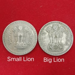 One Rs Dabbu Coin Lion Variety 1975 Year 2 Pcs Given Republic of India