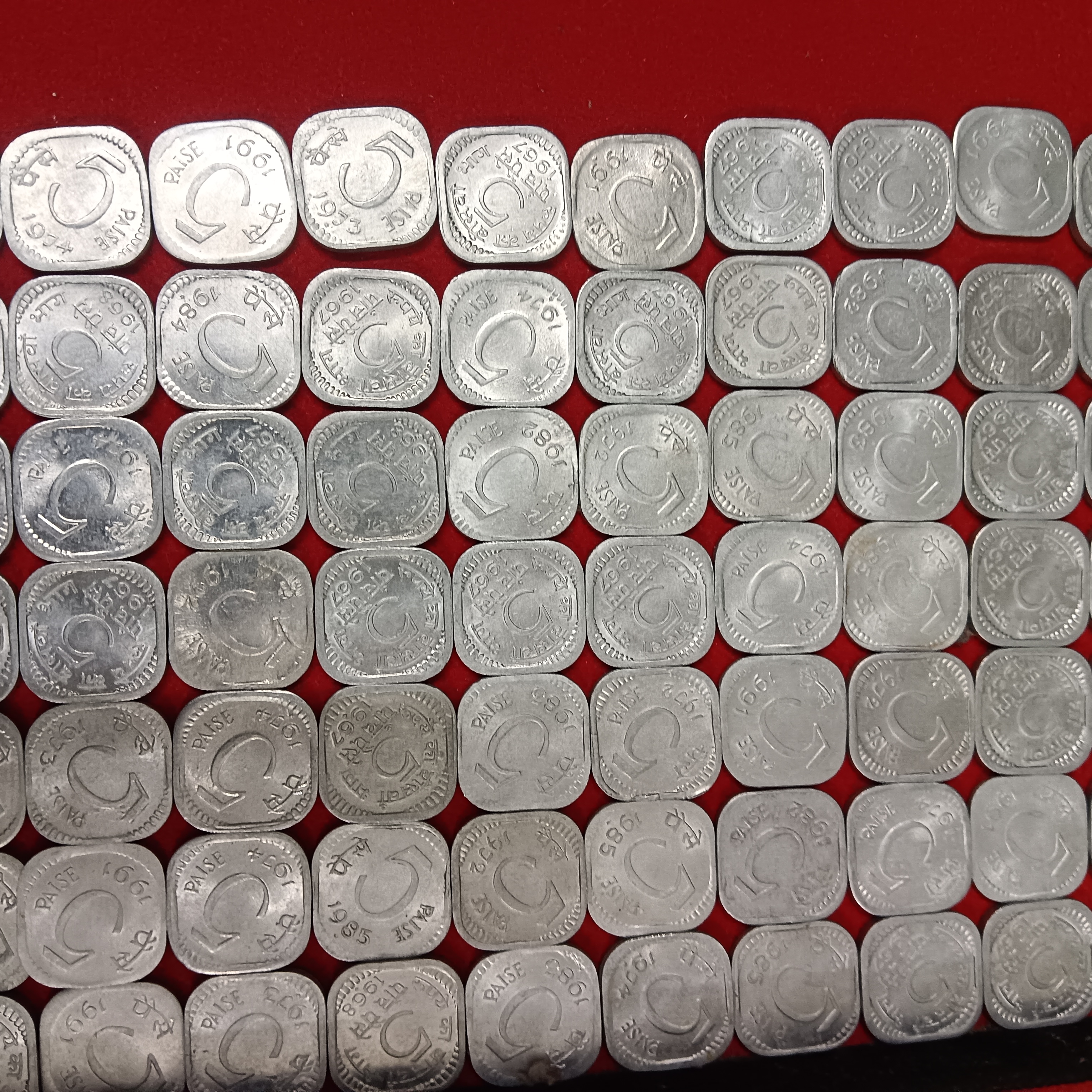5 Paise 10 Paise Aluminium Coins Gem Bunc Condition 50 Pcs Given - Image 11