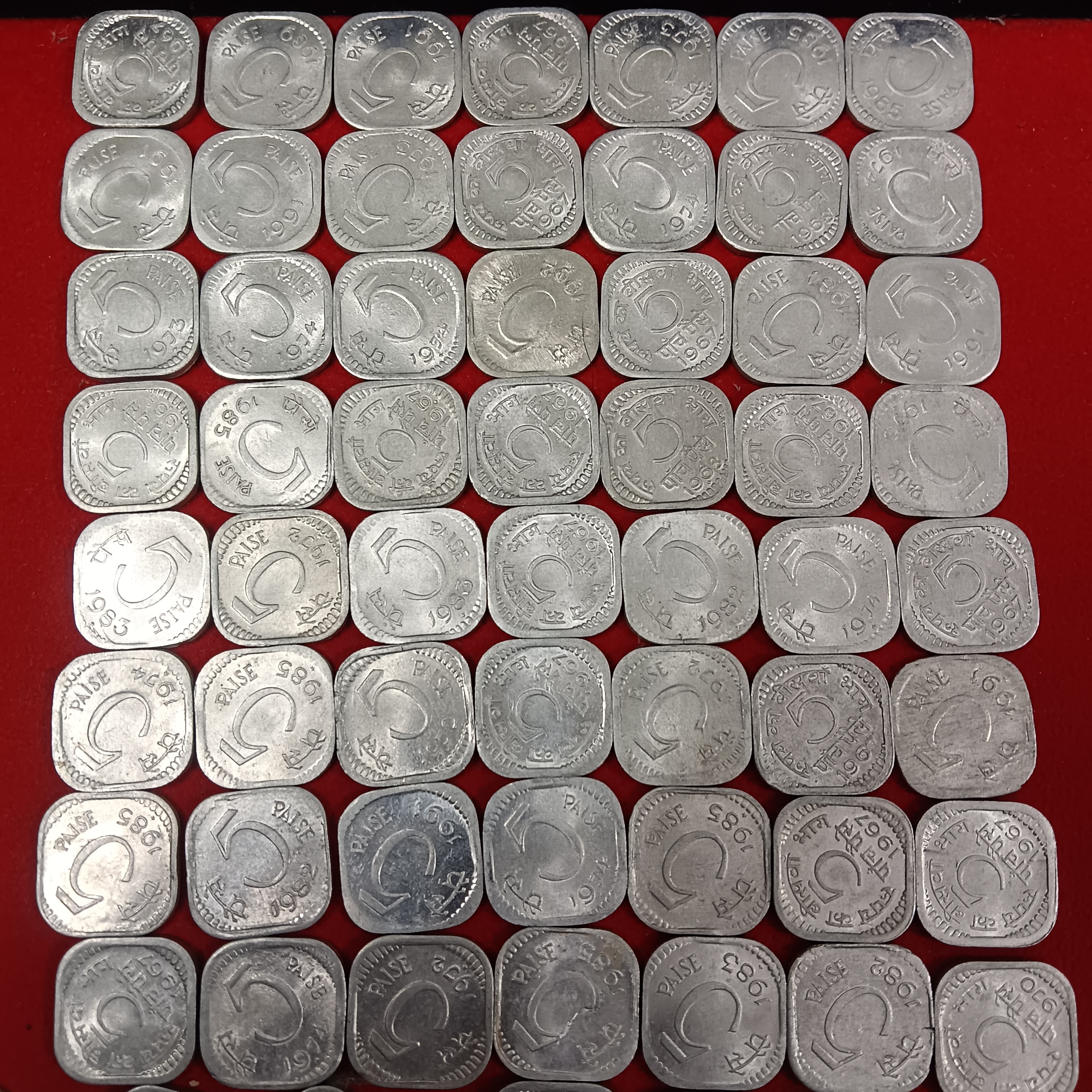 5 Paise 10 Paise Aluminium Coins Gem Bunc Condition 50 Pcs Given - Image 3
