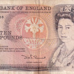 England 10 Pounds Elizabeth II Old Issue Rare Note #B2