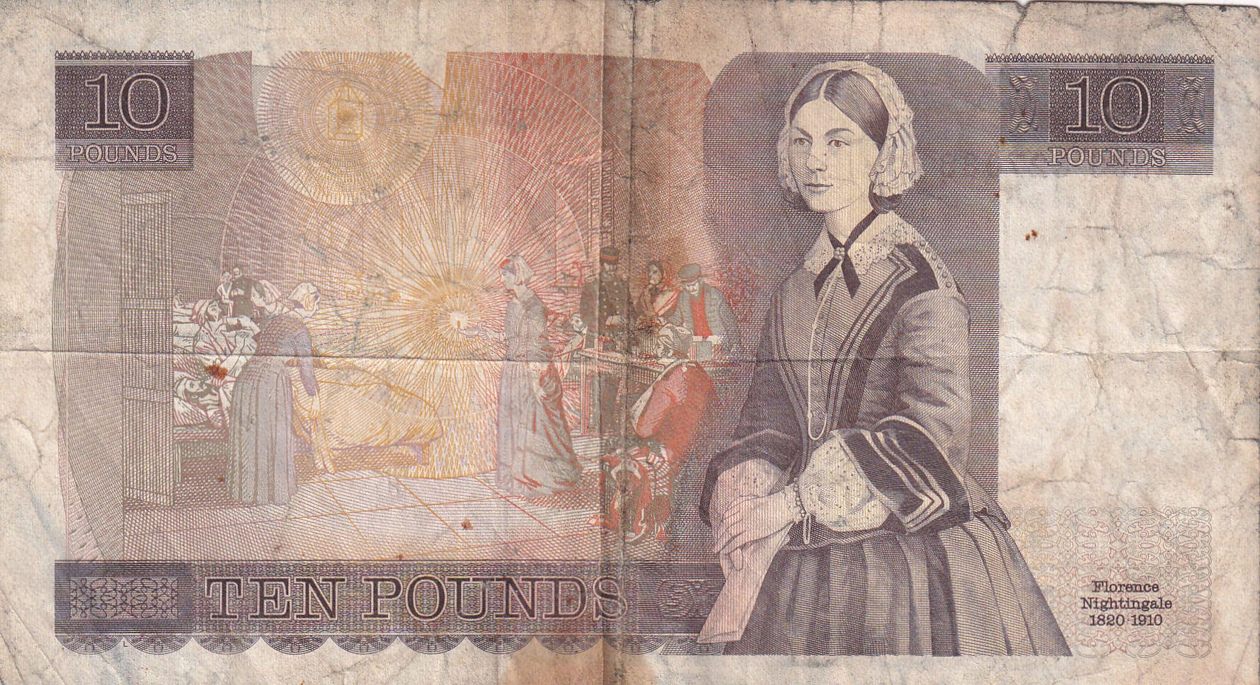 England 10 Pounds Elizabeth II Old Issue Rare Note #B2 - Image 2