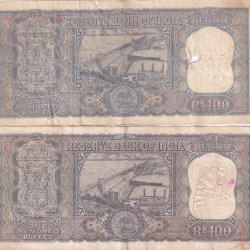 Alternative view of 2 Different Governor 100 Rupees Diamond Issue Rare Note Set
