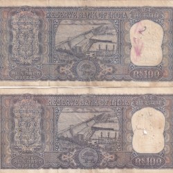 Alternative view of 2 Different Governor 100 Rupees Diamond Issue Rare Note Set