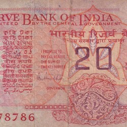 Ending 786 Fancy Number 20 Rupees Governor R.N Malhotra Rare Note