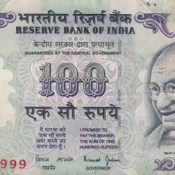 999999 Fancy Number 100 Rupees Governor Bimal Jalan Rare Note