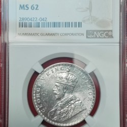 ONE RUPEE 1920 CALCUTTA MINT MS 62 NGC GRADED COIN