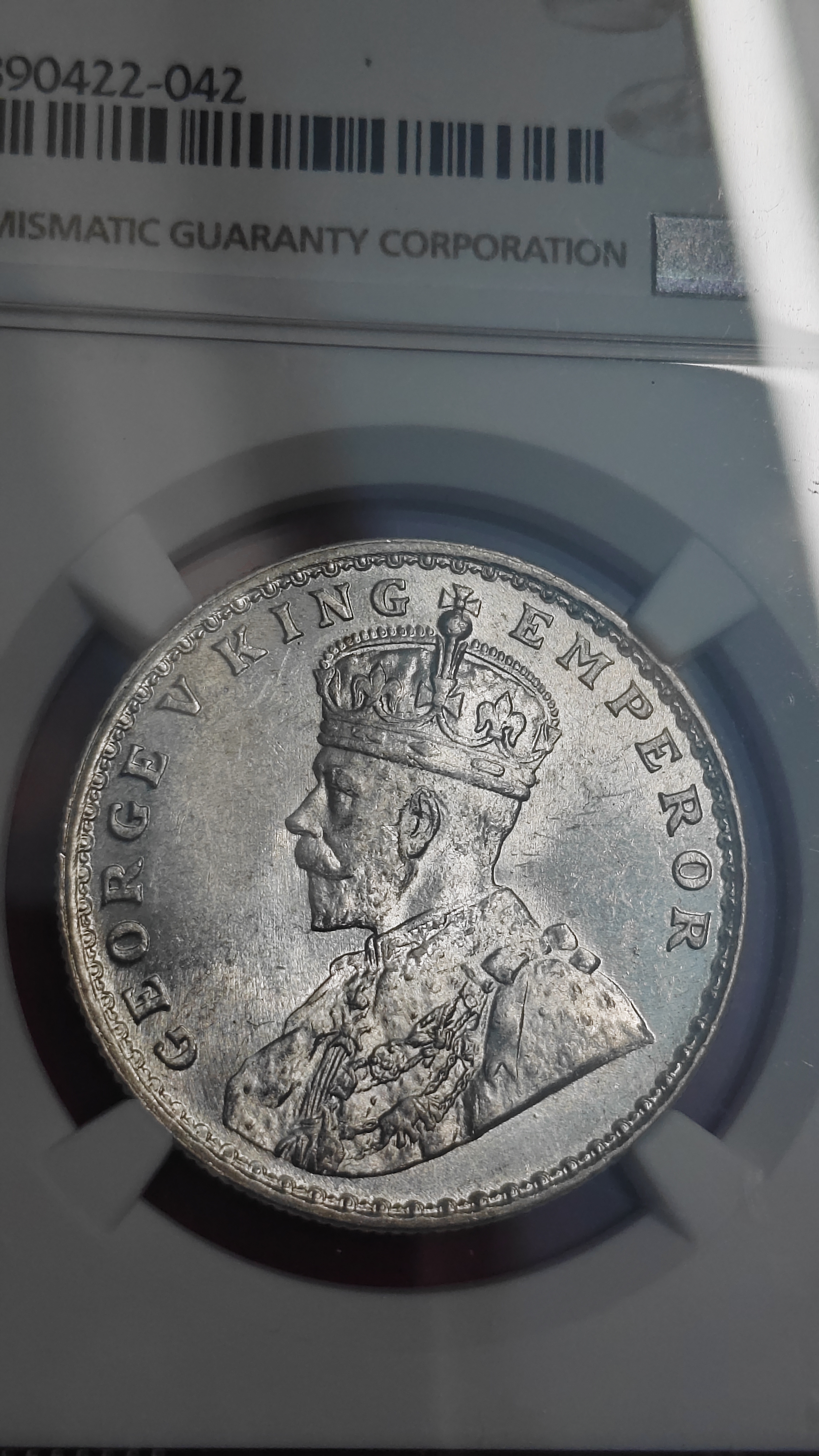 ONE RUPEE 1920 CALCUTTA MINT MS 62 NGC GRADED COIN - Image 4