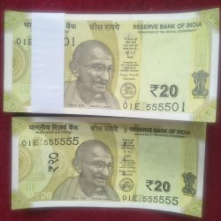 20 RUPEES 2025 GOVERNOR SANJAY MALHOTRA UNC SERIAL PACKET WITH FANCY NUMBER 555555