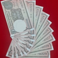 ONE RUPEE 10 NOTE SET STARTING 786 SERIAL NO. 786521 TO 786530