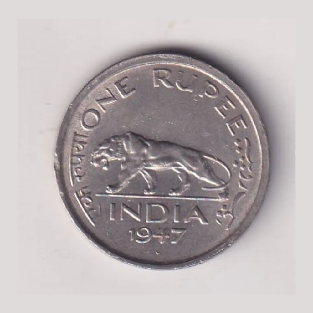 India - British 1 Rupee 1947 - George VI Rare Coin