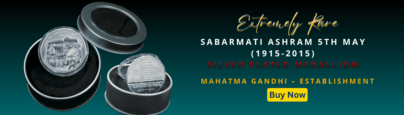Mahatma Gandhi – Establishment of Sabarmati Ashram 5th may (1915-2015) Silver Plated Medallion With Box