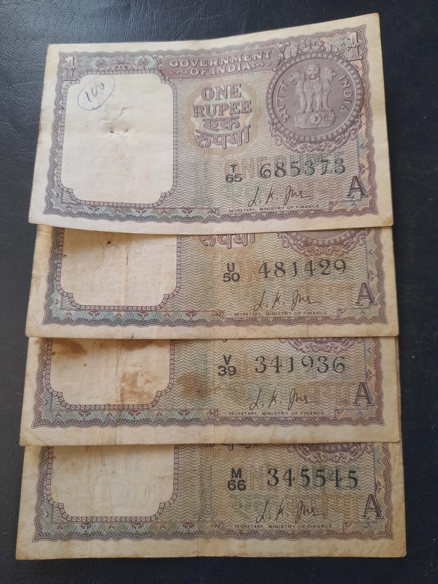 1963 old and rare 1 Ruppes note Signature L.K Jah Used Condition - Image 2