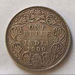 Silver British India Victoria empress Denominaton 1₹ Year 1900 Excellent condition Same and similar piece available