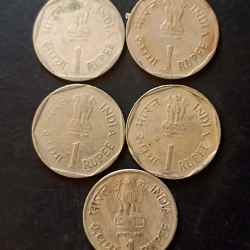 Alternative view of Republic India 5 different variety Denominaton 1 ₹ Metal copper nickel Same and similar set are available
